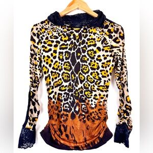 Animal print cotton shirt tight fit stretchy